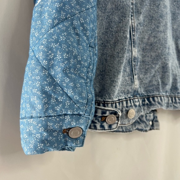 Avec Les Filles Floral Patchwork Blue Denim Jacket Size Xtra Small - Picture 7 of 10